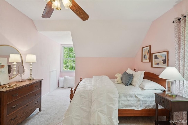 12211 Mill Race Run, Amelia, VA 23002 - bedroom featuring light colored carpet, ceiling fan, and vaulted ceiling