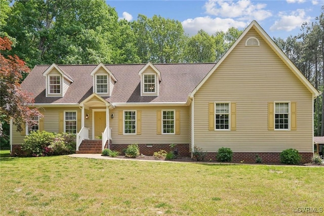 12211 Mill Race Run, Amelia, VA 23002 - cape cod home featuring roof with shingles, a front lawn, and crawl space