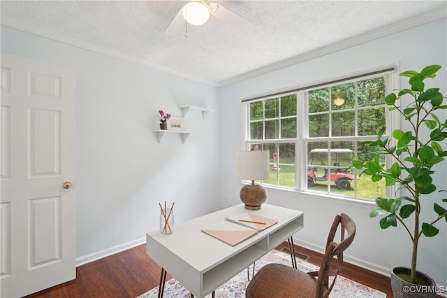 12211 Mill Race Run, Amelia, VA 23002 - office space with baseboards, dark wood-style flooring, and a textured ceiling