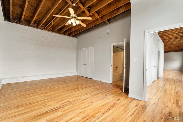1716 Summit Ave Unit 30, Richmond, VA 23230 - unfurnished room featuring wood ceiling, a ceiling fan, visible vents, baseboards, and light wood-style floors