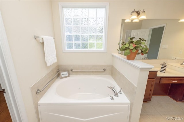 7516 Shadow Lands Ct, Mechanicsville, VA 23111 - full bathroom with a whirlpool tub, vanity, and tile patterned floors