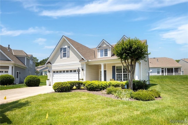 7516 Shadow Lands Ct, Mechanicsville, VA 23111 - traditional home with a garage, concrete driveway, a front lawn, and covered porch