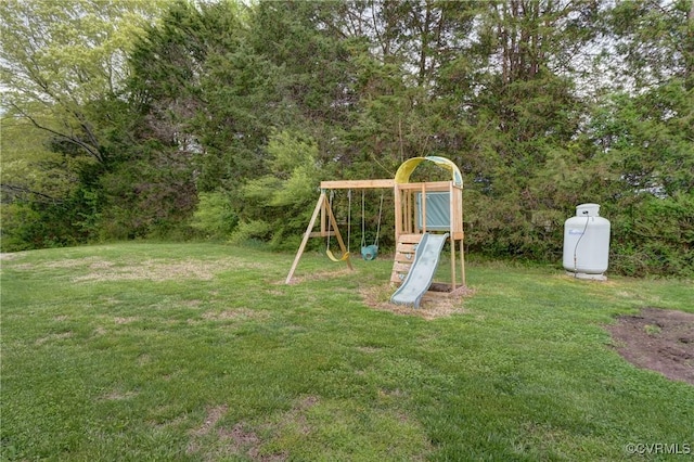 view of play area featuring a yard
