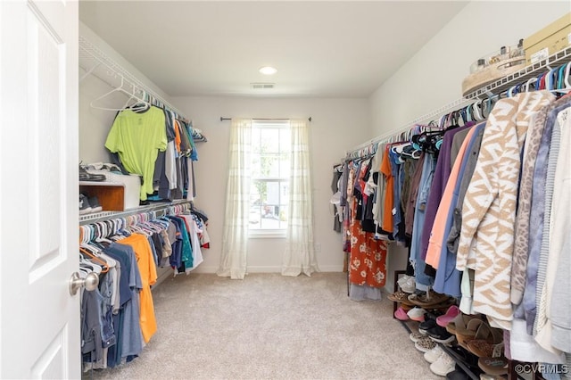 walk in closet with carpet flooring and visible vents