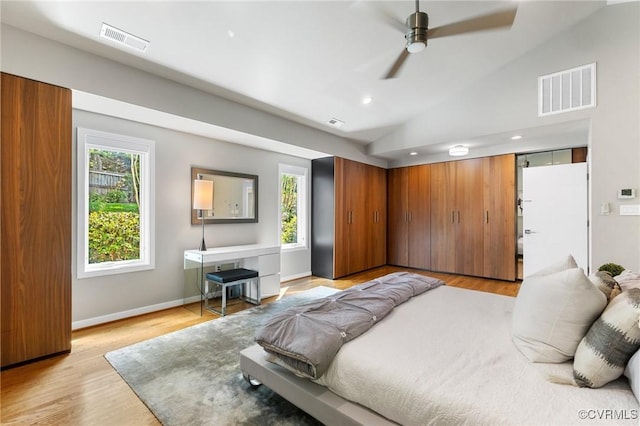3 Welwyn Pl, Henrico, VA 23229 - bedroom featuring multiple windows, light wood-type flooring, lofted ceiling, baseboards, and recessed lighting