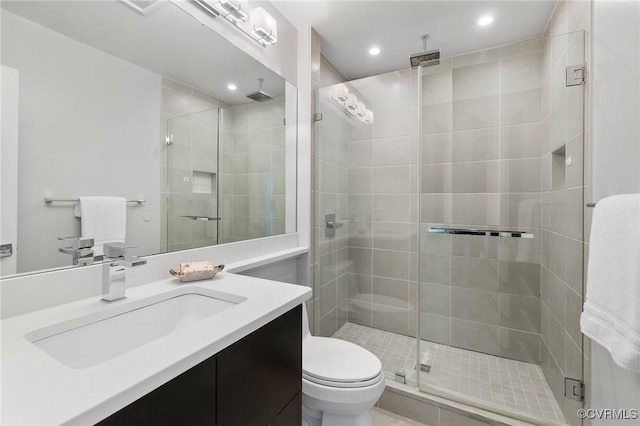 3 Welwyn Pl, Henrico, VA 23229 - bathroom featuring a shower stall, toilet, vanity, and recessed lighting