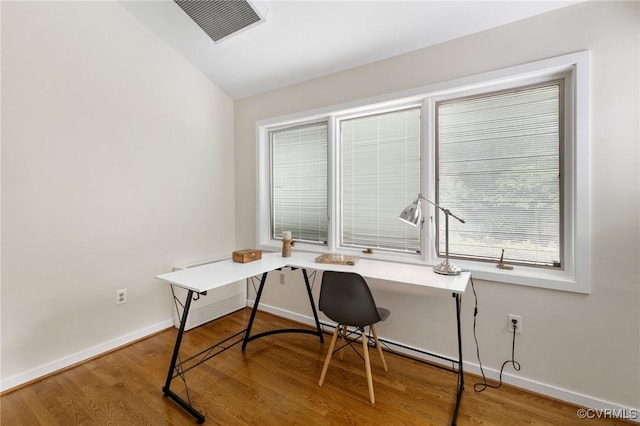 3 Welwyn Pl, Henrico, VA 23229 - office space featuring baseboards, wood finished floors, and vaulted ceiling