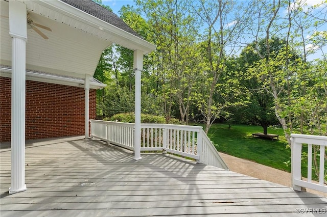 deck with a lawn