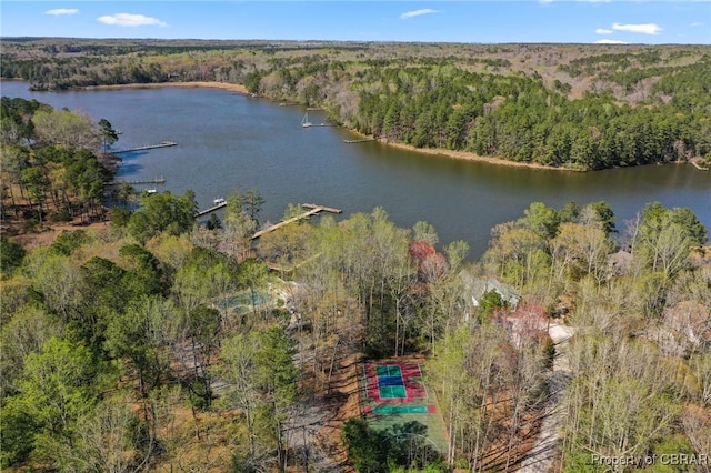637 Mallard Bay Dr, Heathsville, VA 22473 - drone / aerial view featuring a wooded view and a water view