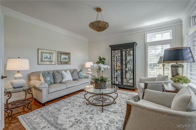 2600 Mulberry Row Rd, Midlothian, VA 23113 - living room featuring crown molding, wood finished floors, and baseboards