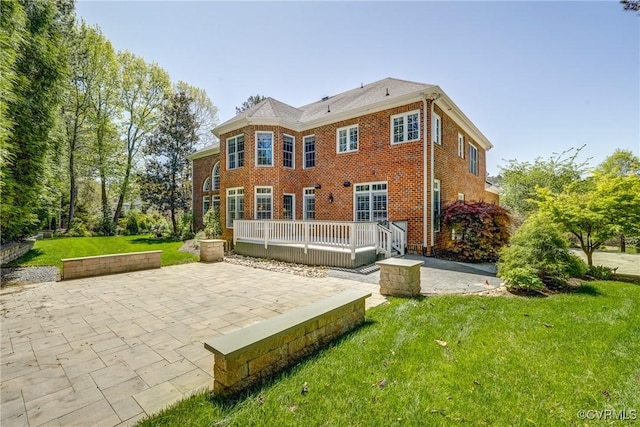 2600 Mulberry Row Rd, Midlothian, VA 23113 - rear view of property with a patio, a deck, a lawn, and brick siding
