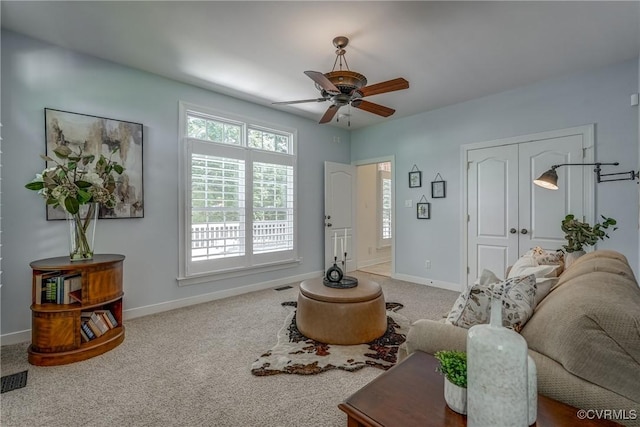 2600 Mulberry Row Rd, Midlothian, VA 23113 - carpeted living area with a ceiling fan and baseboards