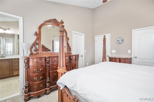 17318 Library Blvd, Ruther Glen, VA 22546 - bedroom featuring a high ceiling, a sink, and connected bathroom