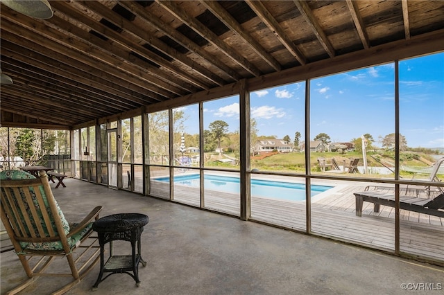 view of unfurnished sunroom