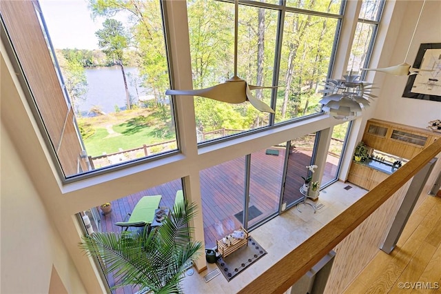 room details featuring a water view