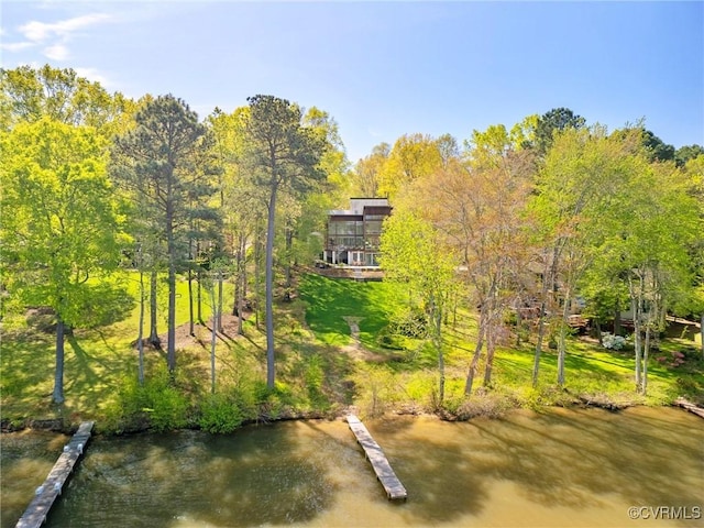 exterior space featuring a water view