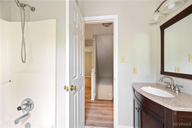 3012 Appleford Dr, Chester, VA 23831 - full bathroom featuring vanity, tub / shower combination, and wood finished floors
