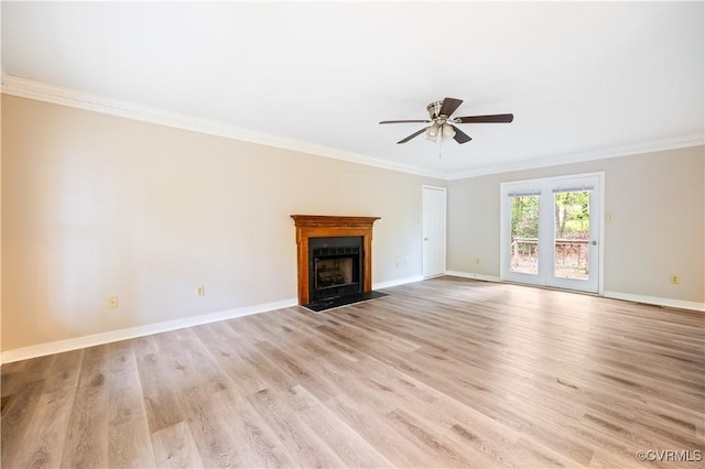 3012 Appleford Dr, Chester, VA 23831 - unfurnished living room featuring crown molding, ceiling fan, and light wood-style floors