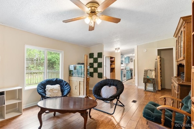 10340 Swift Rd, Partlow, VA 22534 - sitting room featuring light wood-style floors, a textured ceiling, and ceiling fan