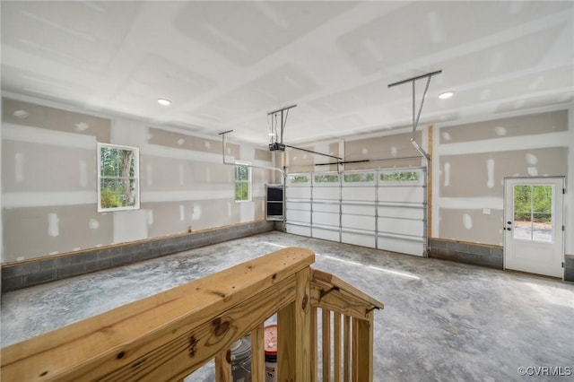 garage with a garage door opener