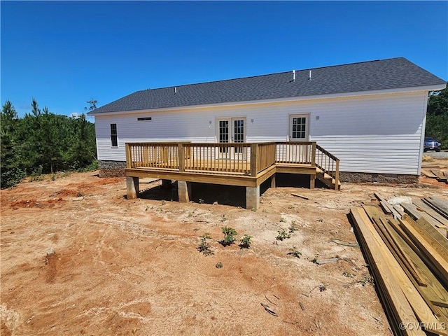 170 Barter Hill Rd, Cumberland, VA 23040 - back of house with a deck, french doors, and a shingled roof