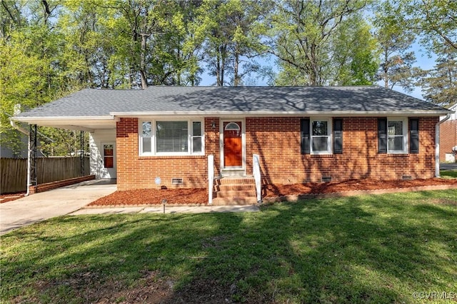 2230 Lancers Blvd, Chesterfield, VA 23224 - view of front of property featuring crawl space, concrete driveway, brick siding, and an attached carport