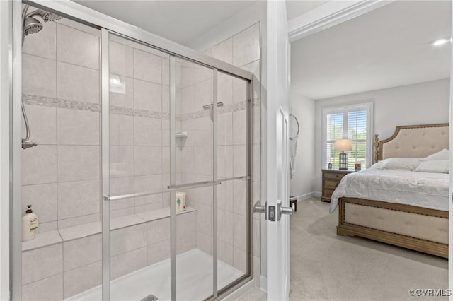 8106 W Danube Loop, New Kent, VA 23124 - bathroom with ensuite bath, a shower stall, and baseboards