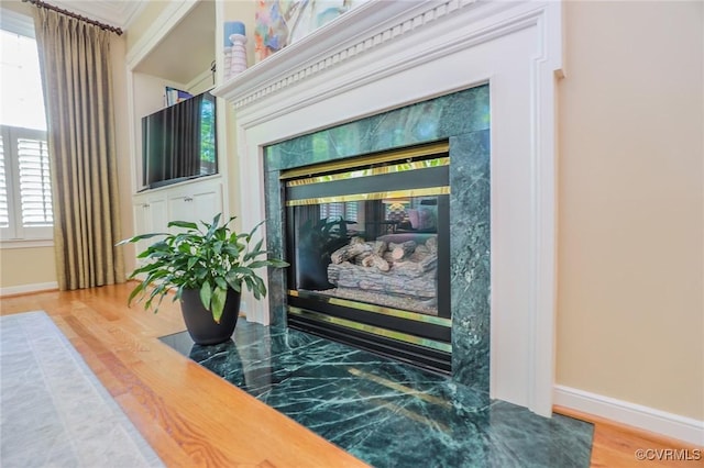 details with baseboards and wood finished floors
