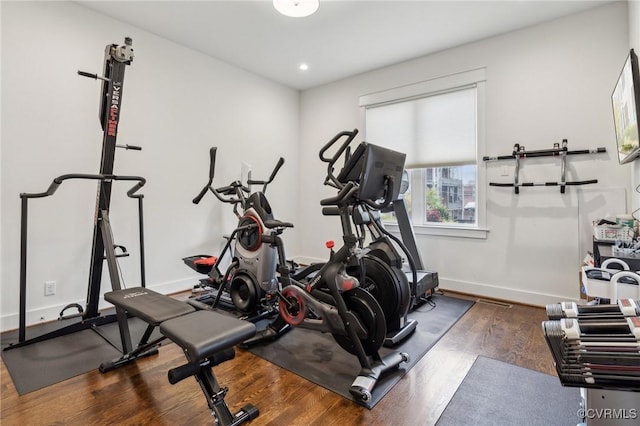 2611 Kensington Ave, Richmond, VA 23220 - exercise room with recessed lighting, wood finished floors, and baseboards
