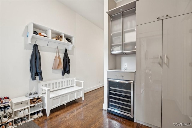 2611 Kensington Ave, Richmond, VA 23220 - mudroom with beverage cooler, bar, and dark wood finished floors