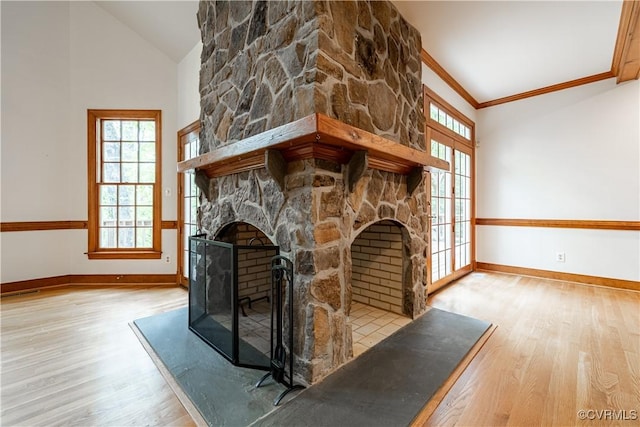 328 Perrow Ln, Manakin Sabot, VA 23103 - unfurnished living room featuring baseboards, a stone fireplace, and wood finished floors
