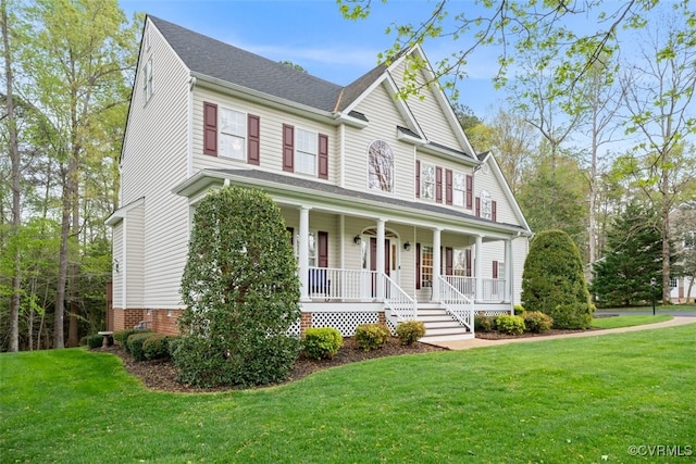 12419 Trumpington Ct, Chesterfield, VA 23838 - view of front of home featuring a front yard, roof with shingles, and covered porch