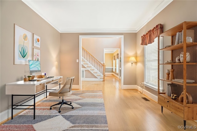 12419 Trumpington Ct, Chesterfield, VA 23838 - office space featuring crown molding, wood finished floors, visible vents, and baseboards