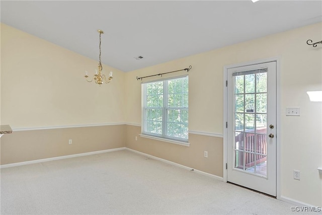 14530 Hancock Ridge Ct, Chesterfield, VA 23832 - carpeted empty room with a chandelier, healthy amount of natural light, and baseboards