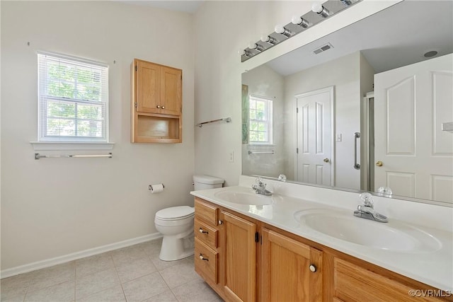 14530 Hancock Ridge Ct, Chesterfield, VA 23832 - bathroom featuring baseboards, toilet, tile patterned floors, and double vanity
