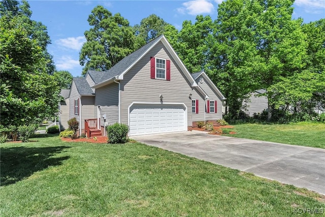 14530 Hancock Ridge Ct, Chesterfield, VA 23832 - traditional-style home with concrete driveway, an attached garage, a front yard, and roof with shingles