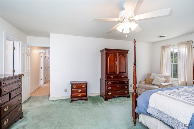 3112 Brookemoor Ct, Glen Allen, VA 23060 - bedroom featuring light carpet, visible vents, and ceiling fan
