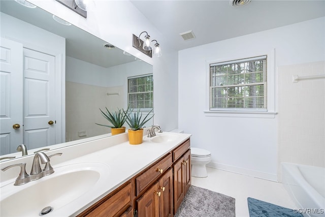 3112 Brookemoor Ct, Glen Allen, VA 23060 - bathroom featuring visible vents, a sink, double vanity, and toilet