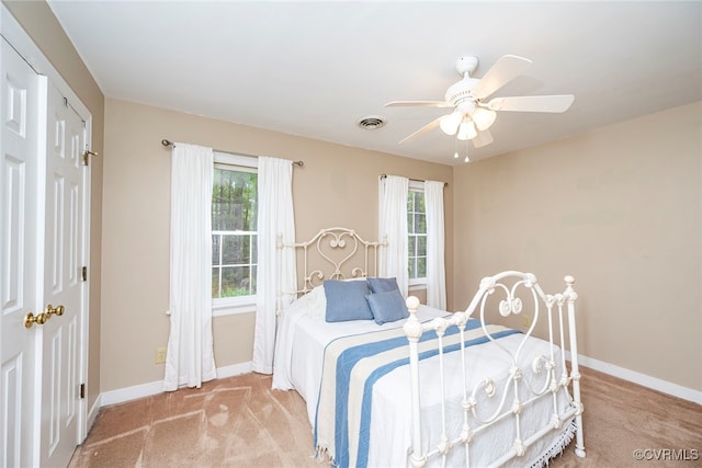 3112 Brookemoor Ct, Glen Allen, VA 23060 - bedroom featuring baseboards, a ceiling fan, visible vents, and carpet