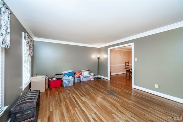 3112 Brookemoor Ct, Glen Allen, VA 23060 - game room featuring baseboards, wood finished floors, and ornamental molding