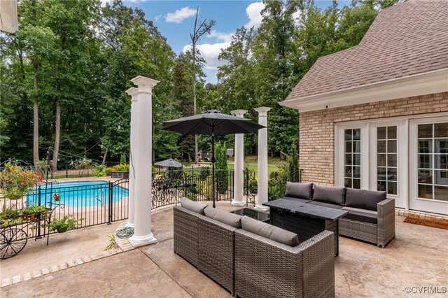 2403 Bermuda Ave, Chester, VA 23836 - view of patio / terrace featuring outdoor lounge area, fence, and a fenced in pool