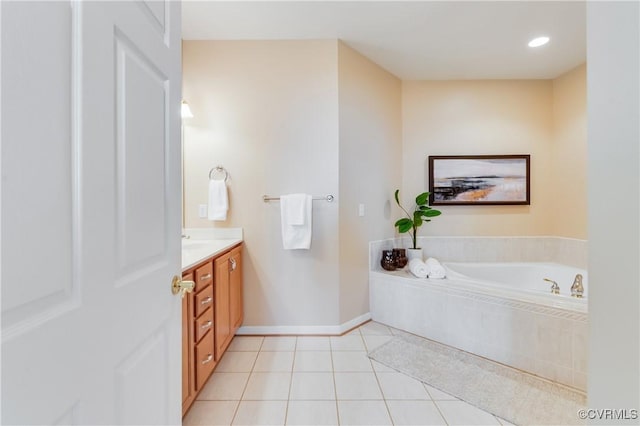 10317 White Marsh Rd, Henrico, VA 23060 - bathroom with vanity, a garden tub, and tile patterned flooring