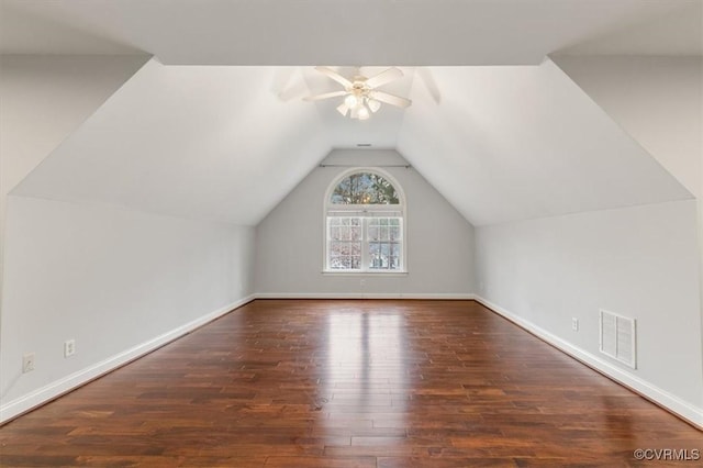 11107 Lyndenwood Dr, Chesterfield, VA 23838 - bonus room featuring vaulted ceiling, wood finished floors, ceiling fan, baseboards, and visible vents