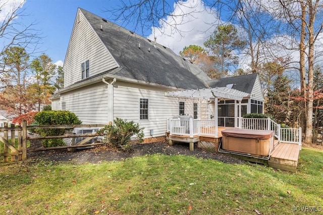 11107 Lyndenwood Dr, Chesterfield, VA 23838 - back of property with a pergola, a yard, a hot tub, and a deck