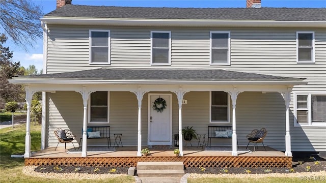 6512 River Rd, South Chesterfield, VA 23803 - view of front of home with a chimney and covered porch