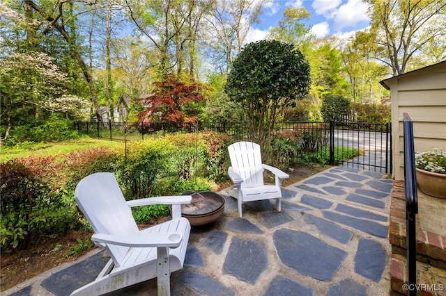 view of patio featuring fence