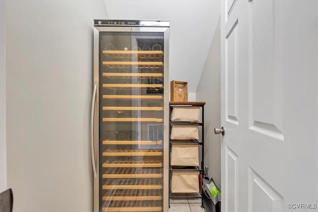 interior details featuring wine cooler