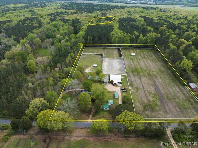 bird's eye view with a forest view
