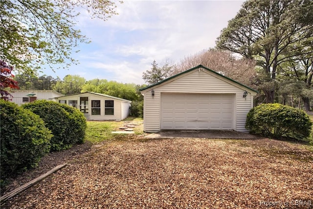 view of detached garage
