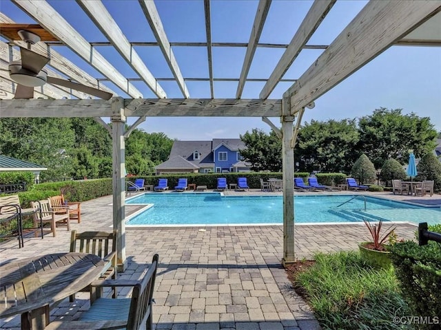 pool featuring a patio and a pergola